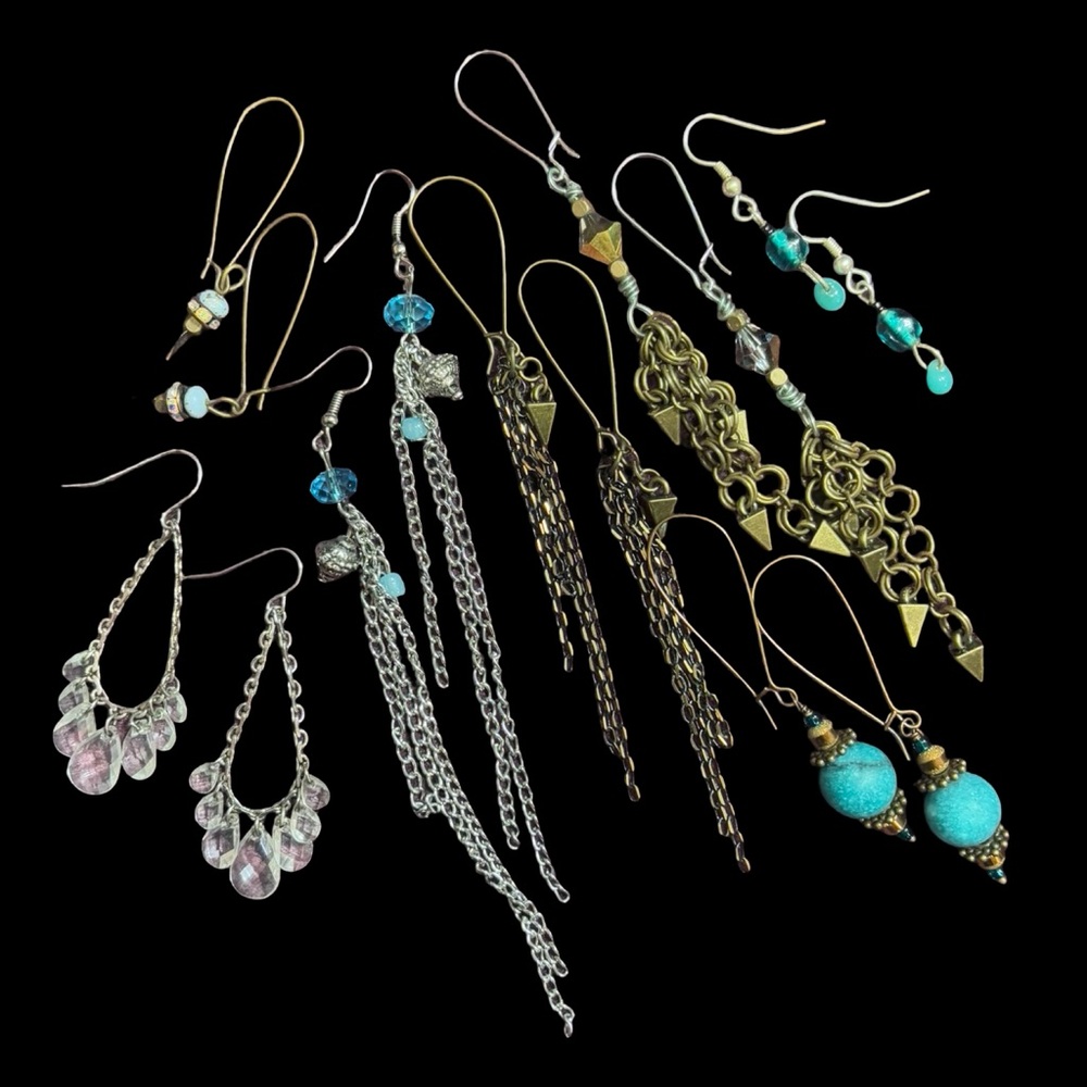 7 Pairs Elegant Mixed Metal and Turquoise Earrings Set